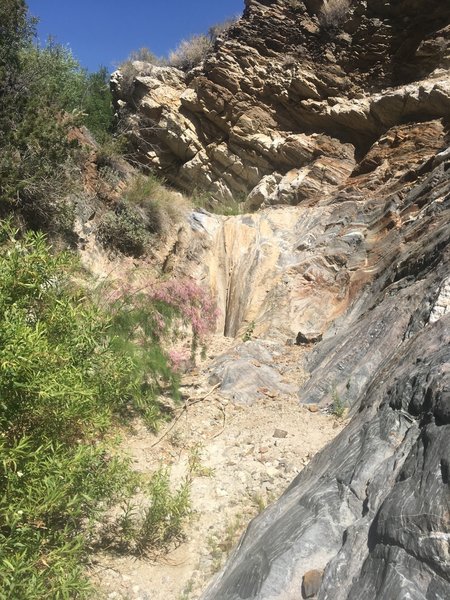 Approaching the second dry waterfall.