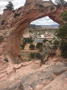 A view from behind the Window Rock Arch.