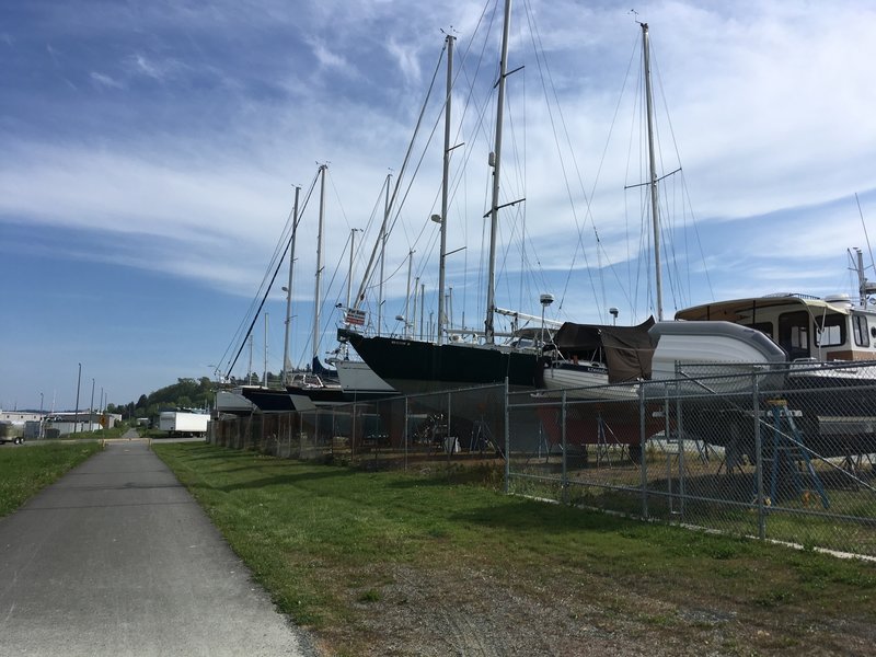 Sailboats alongside the trail.