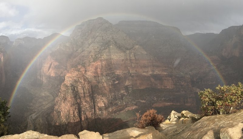 View of Observation Point from Angels Landing with a little heavenly enhancement