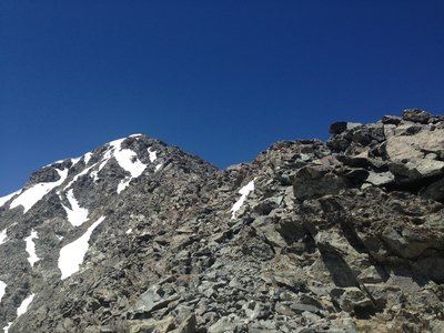 Looking back up Kelso Ridge and lots of loose rock.