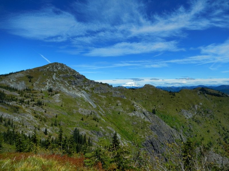 Silver Star and Mount Saint Helens from near the Indian Pits