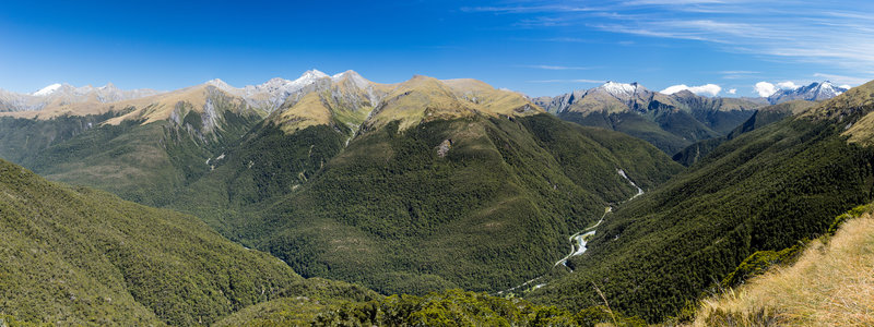 A rewarding view across the Haast Valley towards Lindsay Peak from Brewster Track