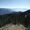 A hazy view of Taos from Lobo Peak