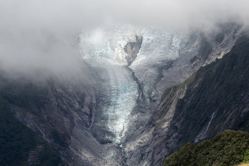 Franz Josef Glacier from Alex Knob under a cloud cover