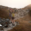 Trekking across Mount Mansfield's summit.