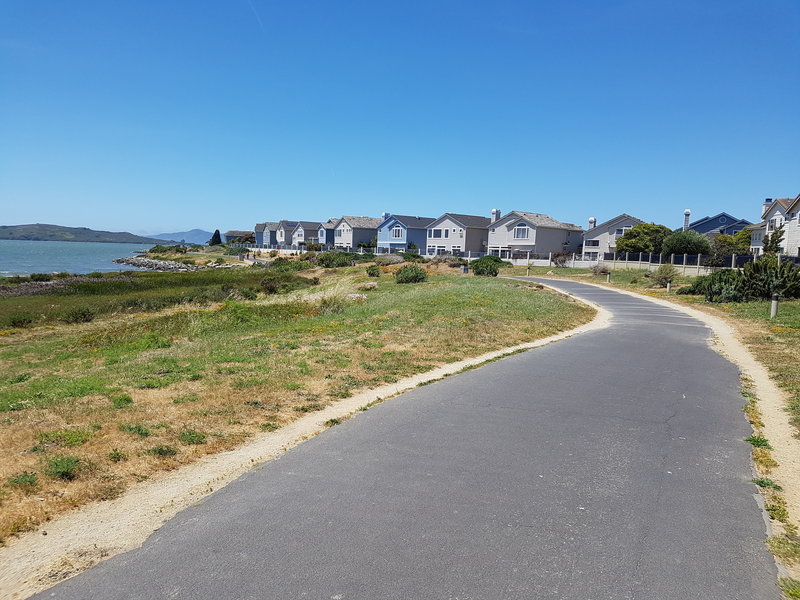 Brooks Island - East Bay Regional Parks to the left and a gated housing development to the right