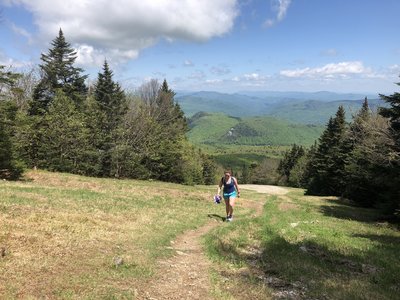 One of the few small spots along the Sherburne Pass Trail that comes out onto one of Pico's ski trails.