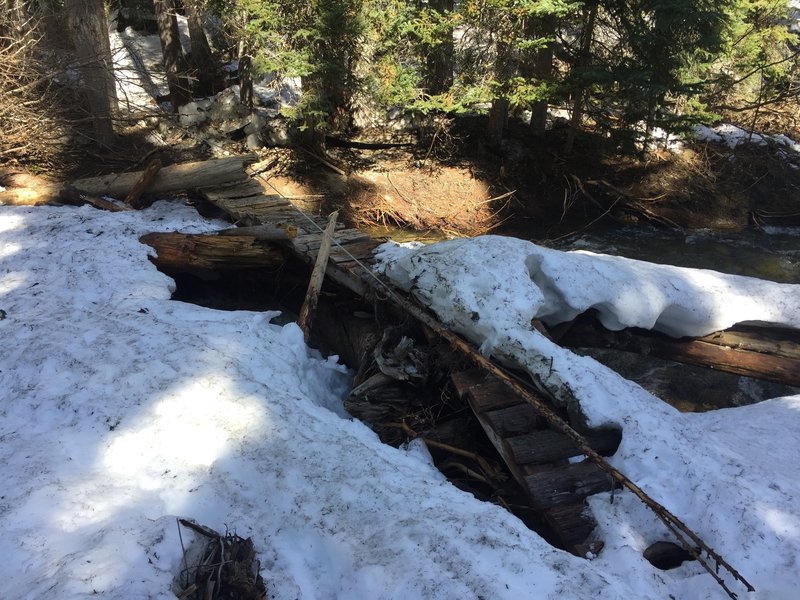 One of the lower bridges on the Cerise Creek Trail, looking a little bit in disrepair