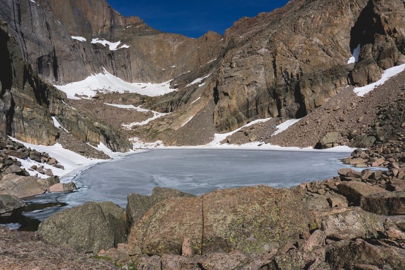 View of the lake while frozen