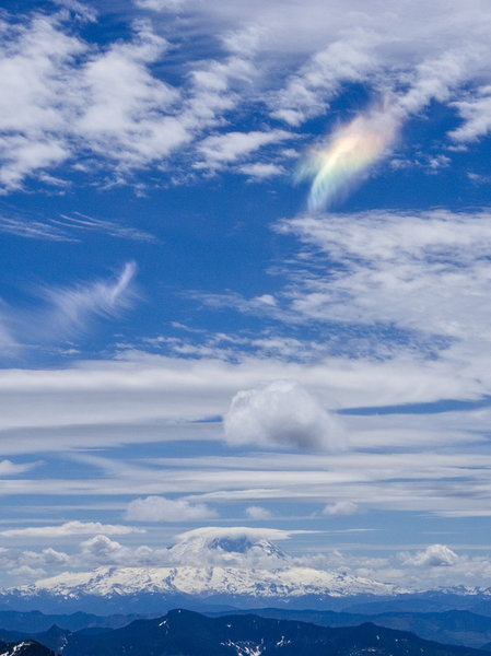 Rainbow cloud over Rainier