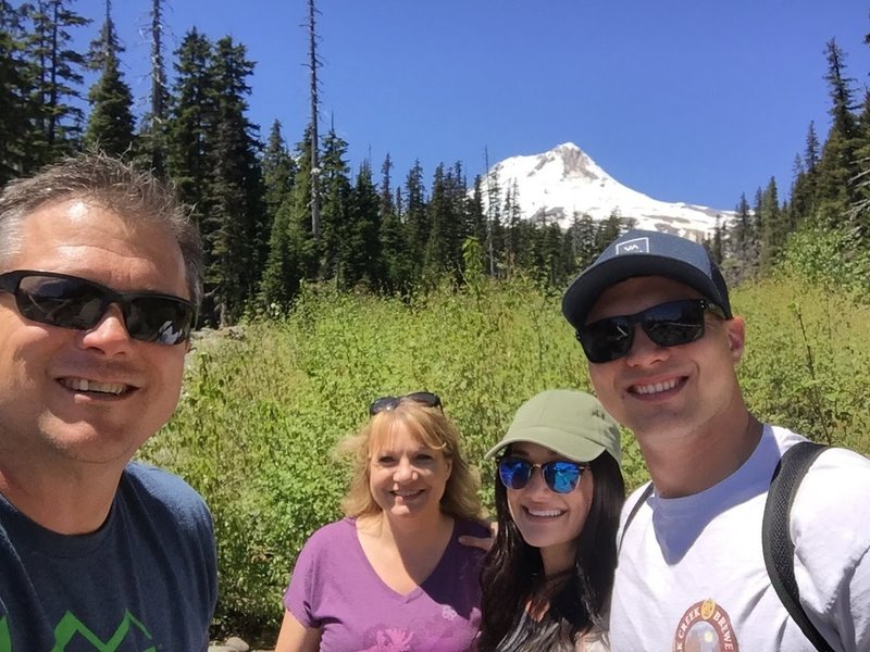 MT Hood in the background after crossing Newton Creek