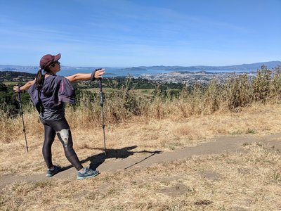 Enjoying a respite (and the view) from the steep climb to the ridgeline