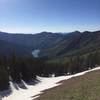 Upper Palisades Lake in the distance. Hard to believe the lake is over a mile long when seen from this distance.