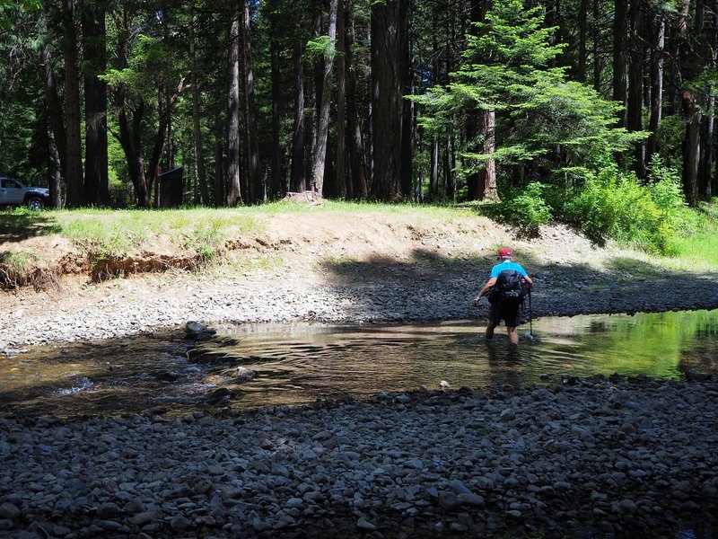 Crossing Wolf Creek near the picnic area