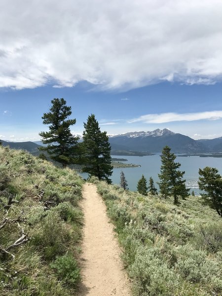 Singletrack with view of Lake Dillon