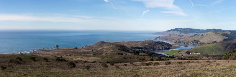 The Russian River reaches the Pacific Ocean at Jenner