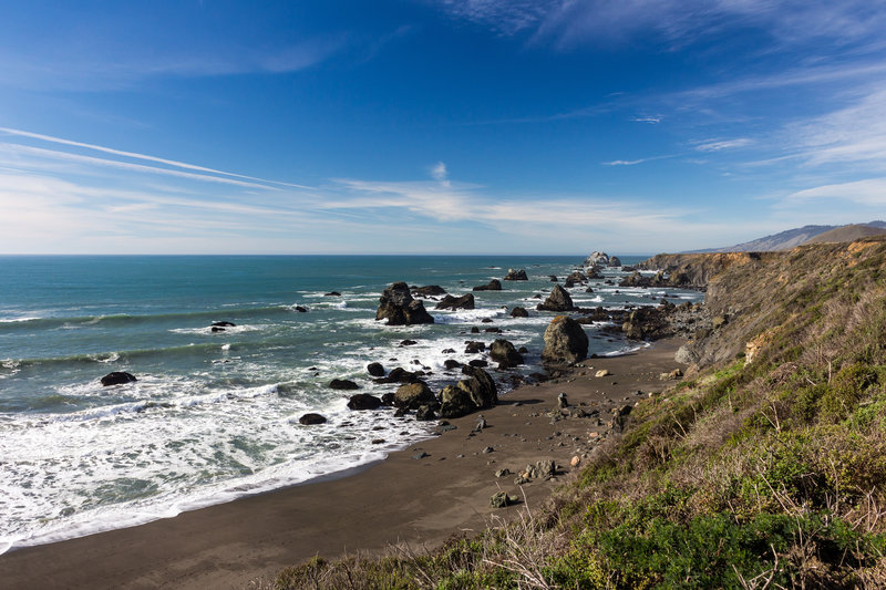 One of the many spots on Kortum Trail overlooking the beach and cliffs