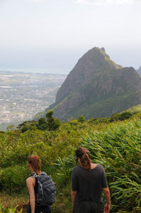 Snail Rock provdes a backdrop on the way down from Le Pouce
