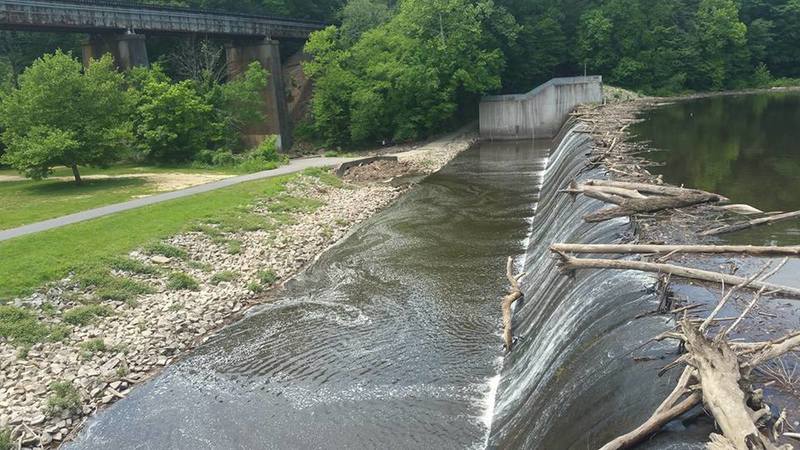 View of the trail from the dam