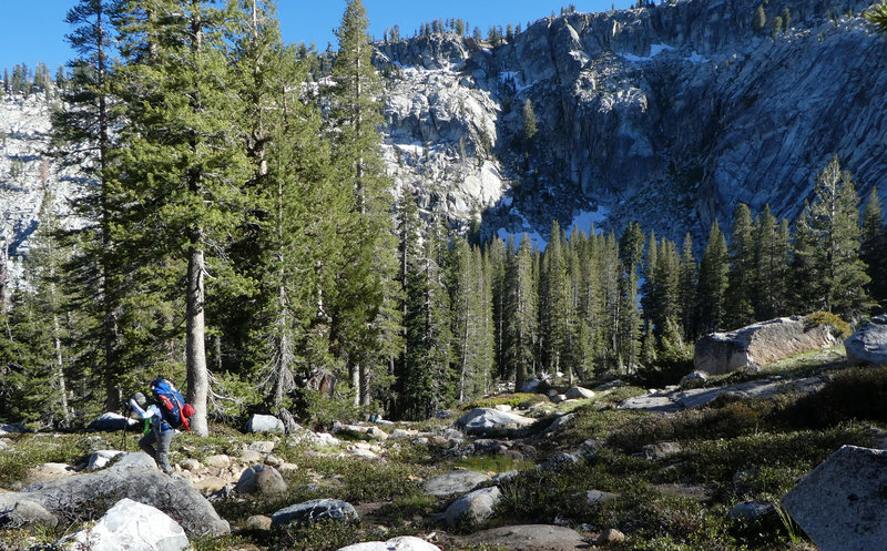 Hiking in with a great backdrop.