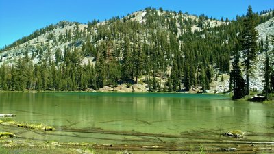 The clear waters of Cliff Lake lie in a cirque formed by a shoulder of Reading Peak.