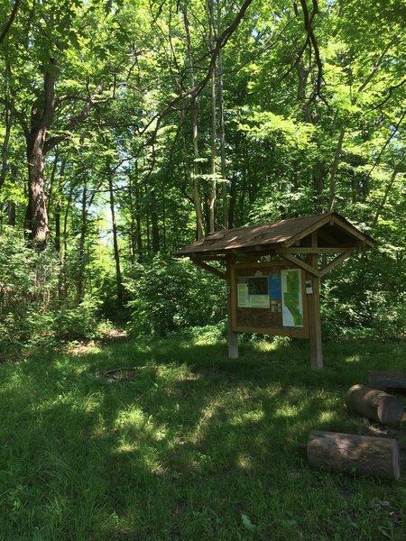 The trailhead for the Mountain Bike and Hiking Trail on the corner of Outer Drive and Tireman Avenue.