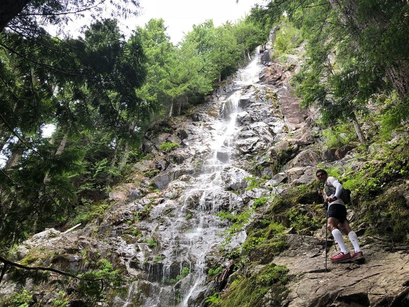 Teneriffe Falls on 7/4/2018 (End of the Teneriffe Falls Trail; Start of the Kamikaze Trail on the right)