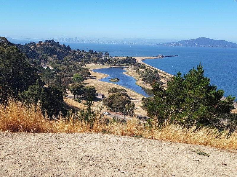 Views of Angle Island, San Francisco and the park on the way to the ridge