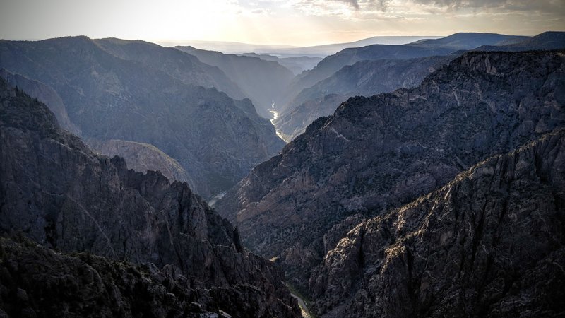 The sunset view into the Black Canyon of the Gunnison looks a bit too similar to the Mountains of Shadow in Mordor.