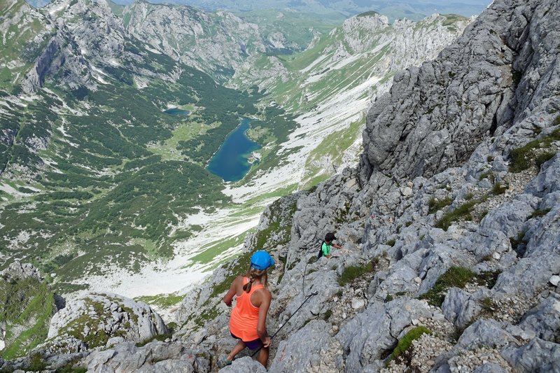 Cables and lots of exposure high above the Skrcka Dolina valley