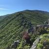 Looking up the ridge from the Castles and the summit.