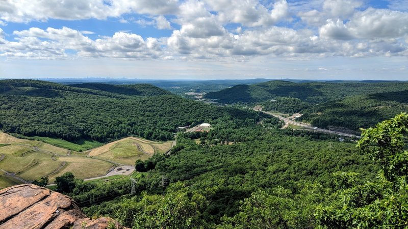 A great day to scramble up Ramapo Torne in Harriman State Park. Below is I-87 and far in the distance is the New York City skyline.