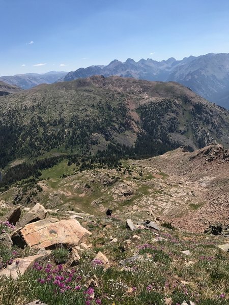 Looking down from ridgeline of North Twilight Peak