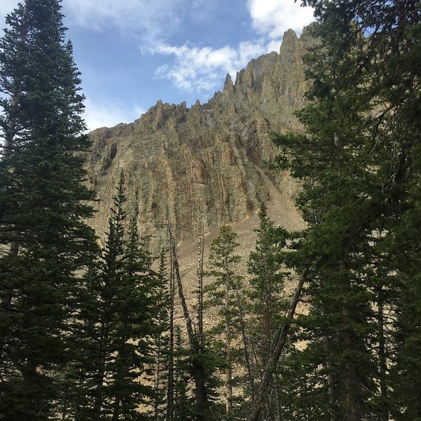 Nohku Crags as seen from Lake Agnes Trail