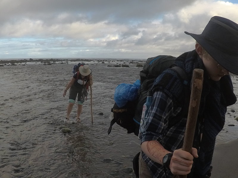 The Ozette River may be rather shallow at this point, but the flow is very strong.