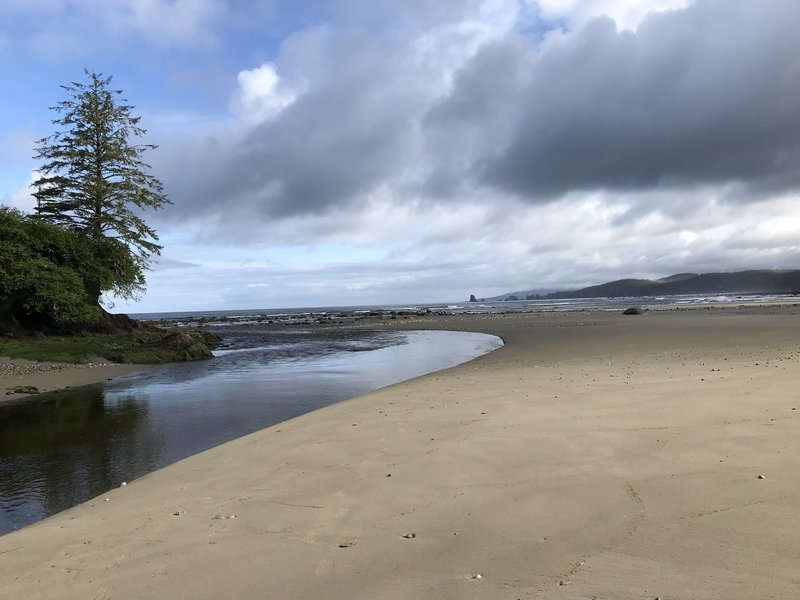 The river as it flows out to the ocean.