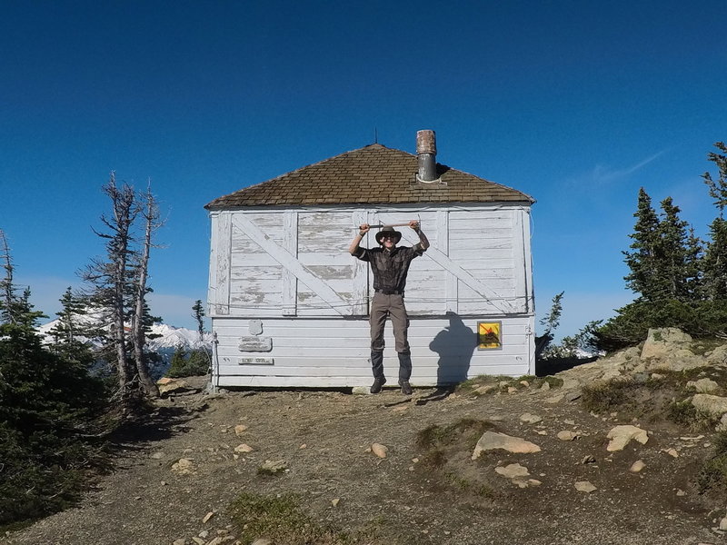 Leaping for joy on the summit.