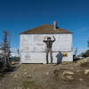 Leaping for joy on the summit.