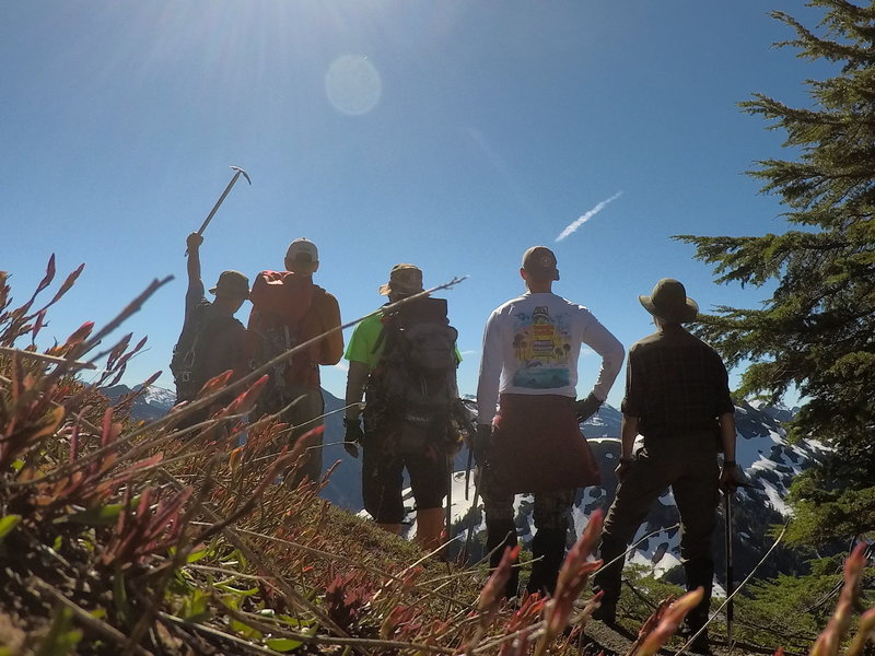 The five of us starting our hike back down.