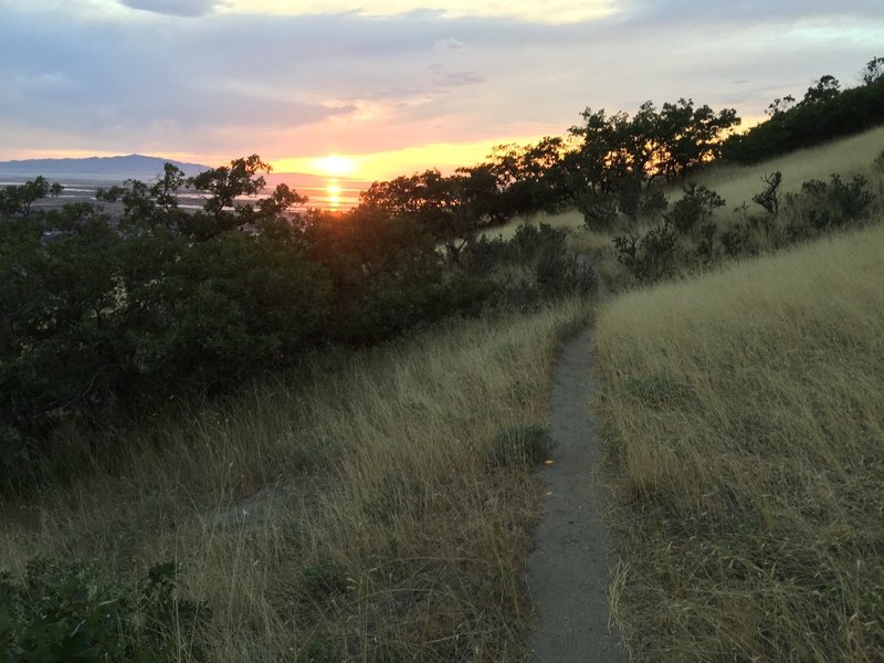 Enjoying the sunset along the Bonneville Shoreline Trail.