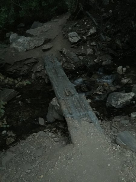 You'll cross many worthy bridges such as this one on your way into Deuel Creek. They're nice and grippy.