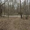 View at the bottom of the Hickory Trail where you come up to the gravel road. Walt's Pond is to the left