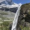 Waterfall with the Matterhorn as a backdrop.