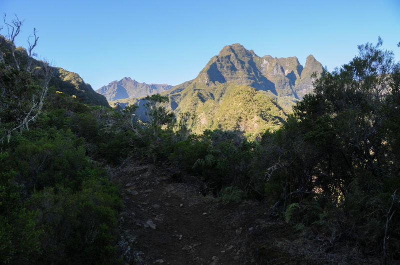 Clear view to Piton des Neiges along Sentier Scout