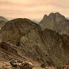 Humbolt, Columbia Point, and the Crestones on a hazy day, just below the Kit Carson Summit.