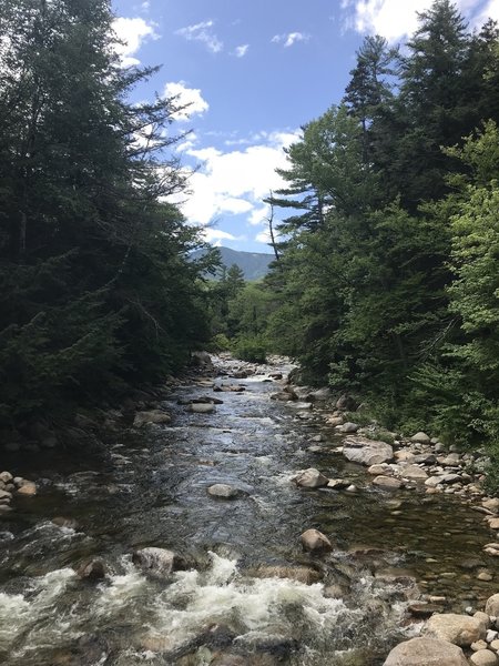 View from bridge leaving Lincoln Woods Trail to the Pemi Wilderness