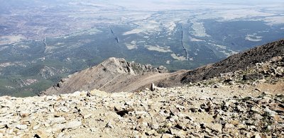 View of geological dikes radiating from West Spanish Peak