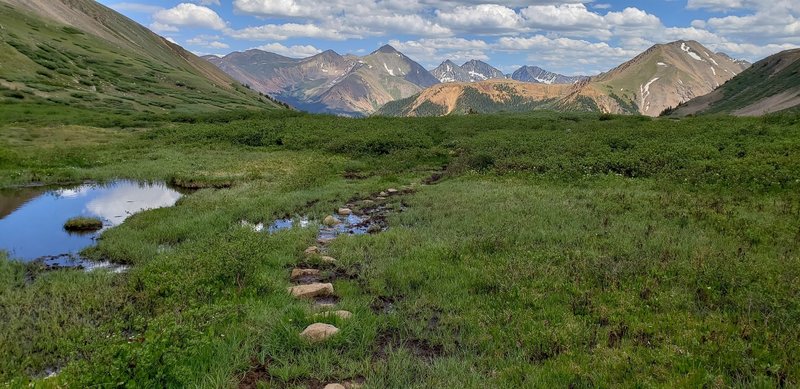 View of Huron Peak and the Three Apostles from the trail