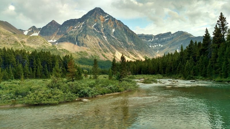 Evening along the Brazeau River at the Four Point Trail Camp